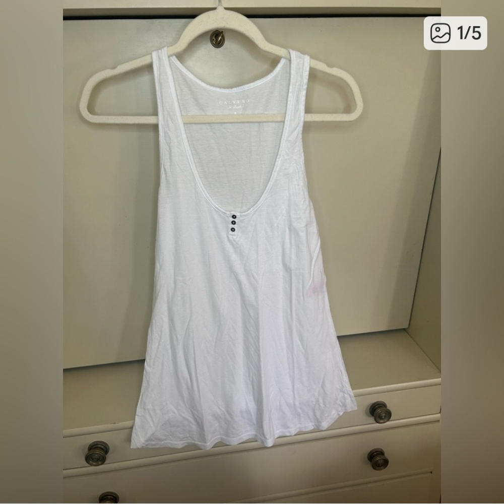 Calypso St Barth 100% Cotton White Sleeveless Women's Top Small